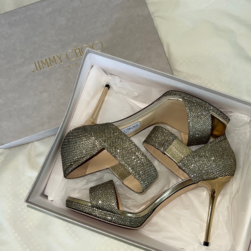 Jimmy Choo light bronze Alana platform sandal